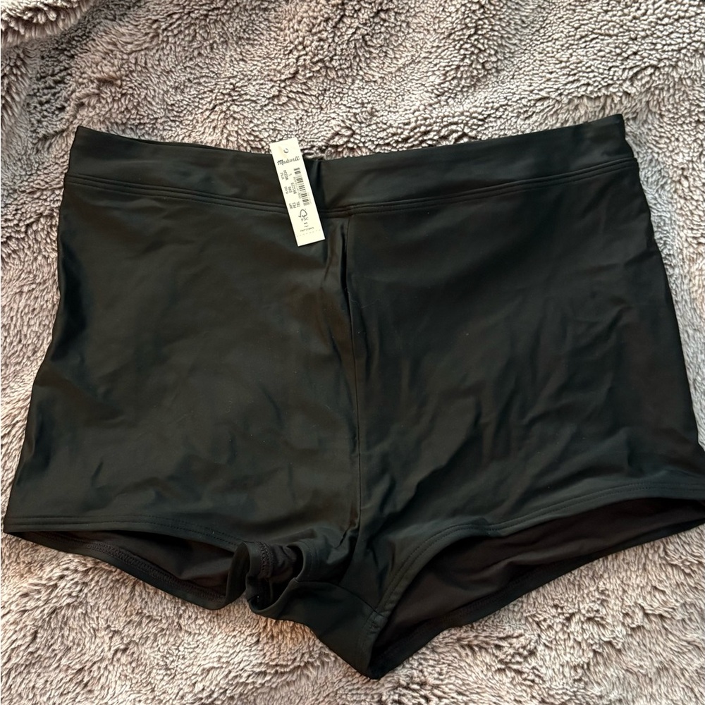 Black High-Waist Swim Shorts